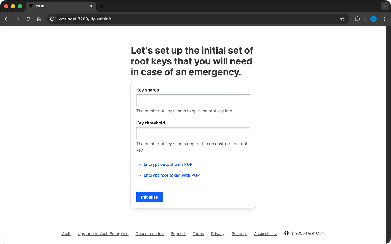 Vault UI 초기 화면